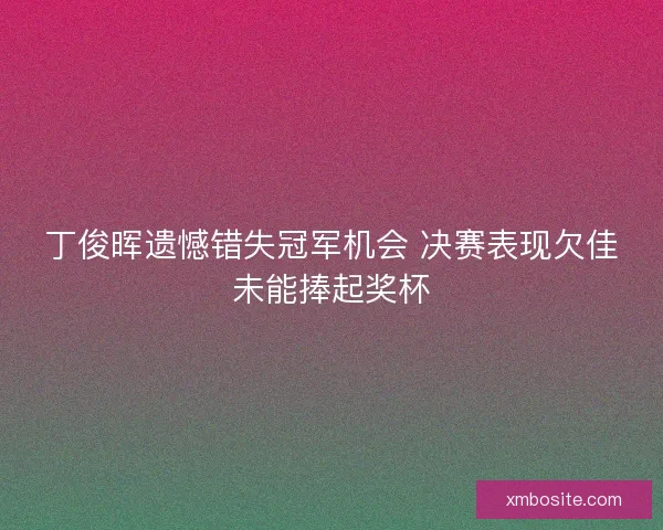 丁俊晖遗憾错失冠军机会 决赛表现欠佳未能捧起奖杯